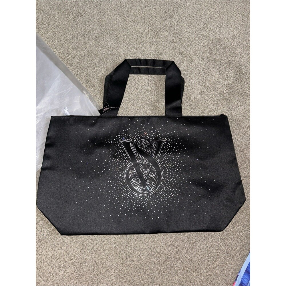 NEW $60 Victoria Secret NEW RELEASE! Black VS bling HUGE 22x7x14 Tote/bag